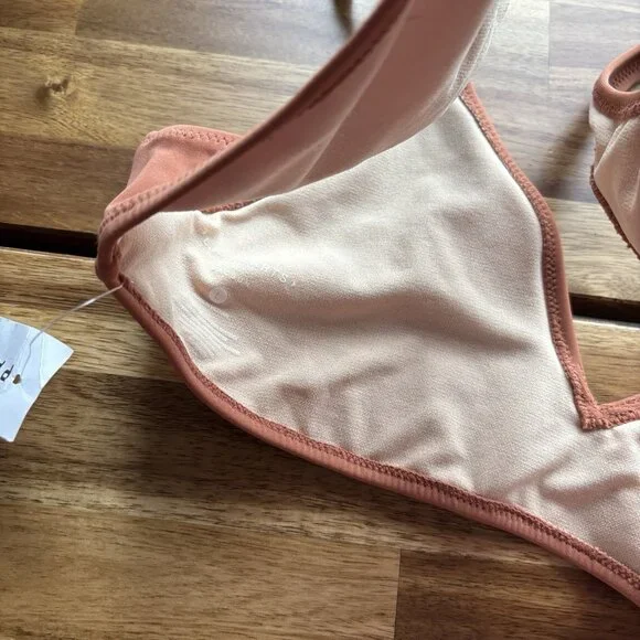 L.A. Hearts Pac Sun Swim Bikini Top Sz Large Dark Copper Pool Beach Neutrals NWT - Picture 4 of 7